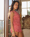 Strawberry Gingham Smocked Tank