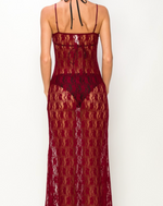 Maroon Lace Spaghetti Slip Dress