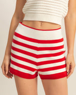 Red Striped Knitted Shorts