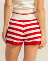 Red Striped Knitted Shorts