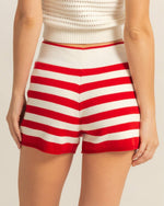Red Striped Knitted Shorts