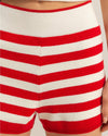 Red Striped Knitted Shorts