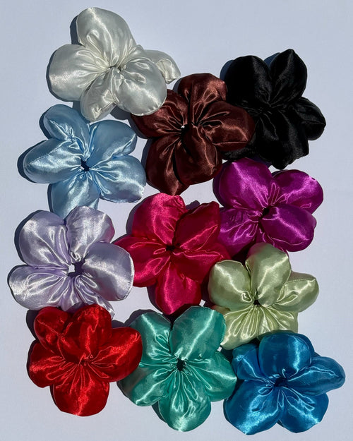 Satin Flower Scrunchie