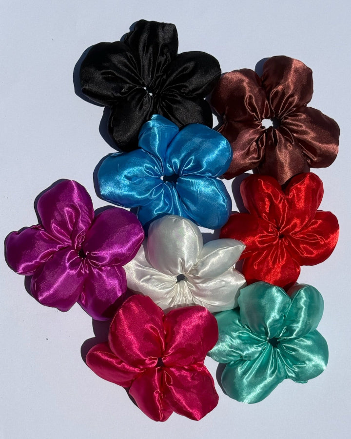 Satin Flower Scrunchie