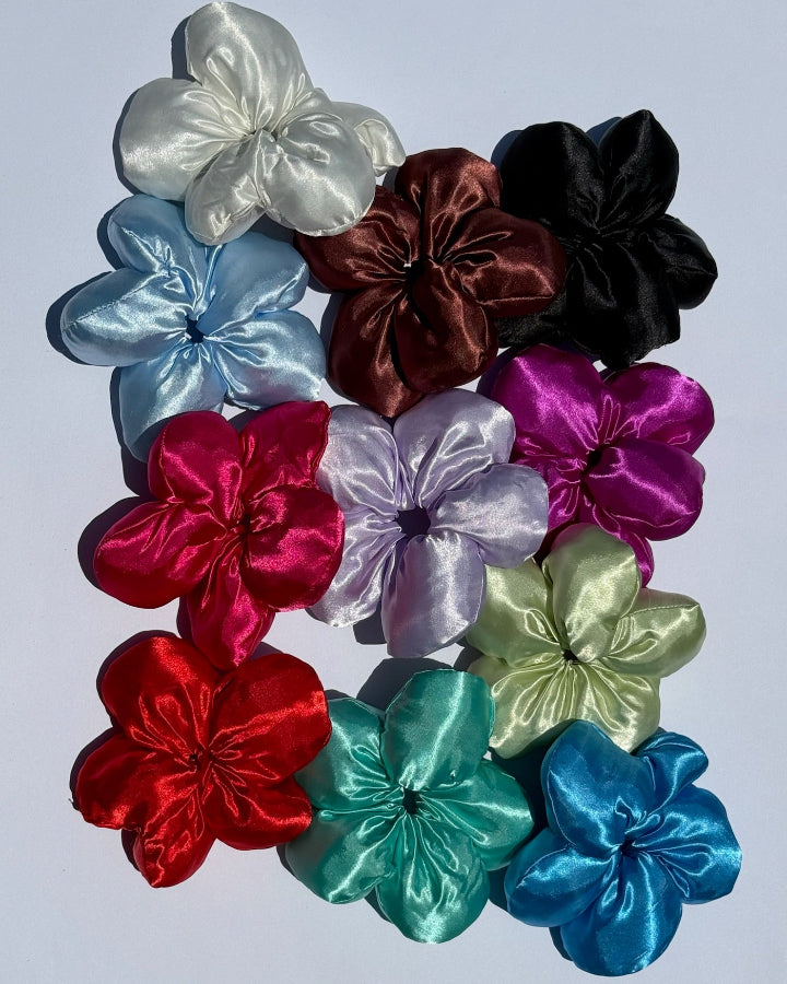 Satin Flower Scrunchie