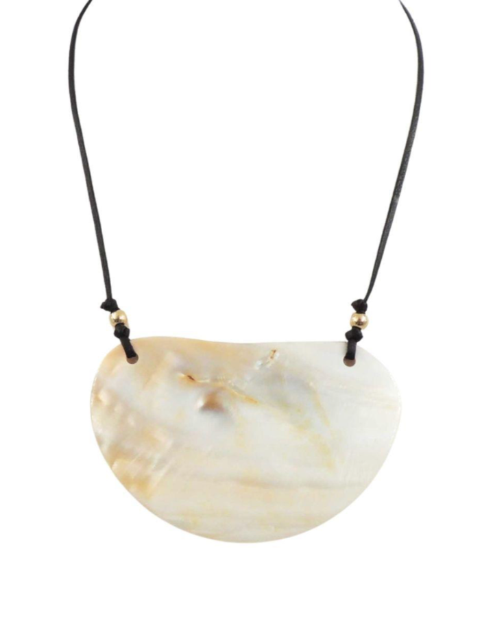 Abalone Half Circle Pendant Necklace