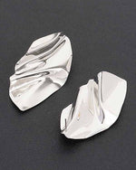 Silver Metal Abstract Earrings