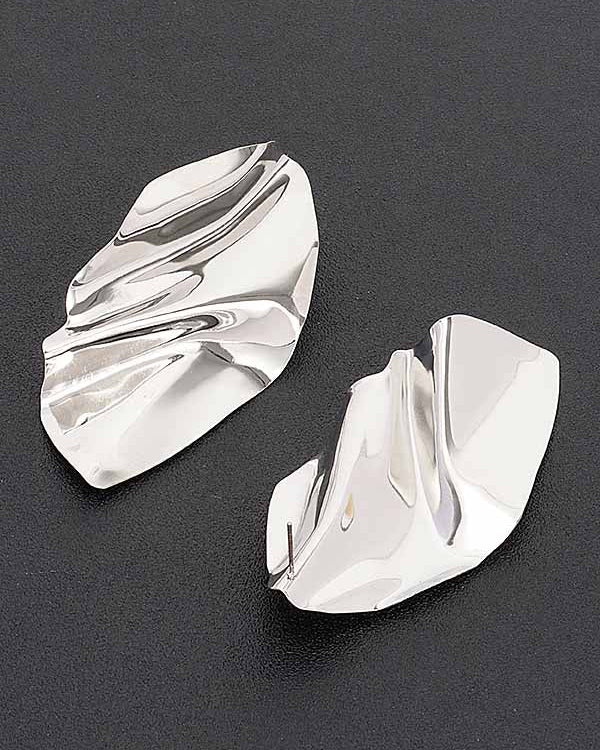 Silver Metal Abstract Earrings