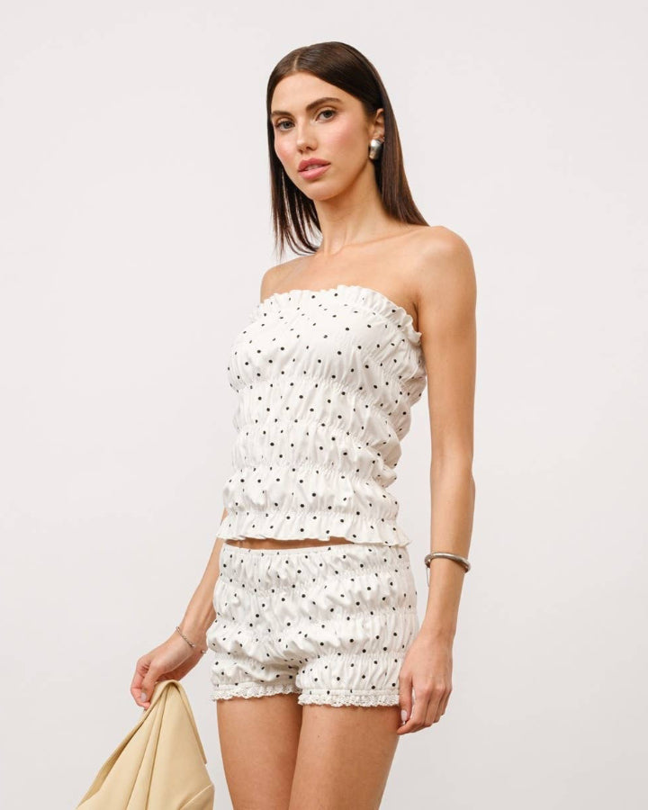 Polka Dot Smocked Tube Top