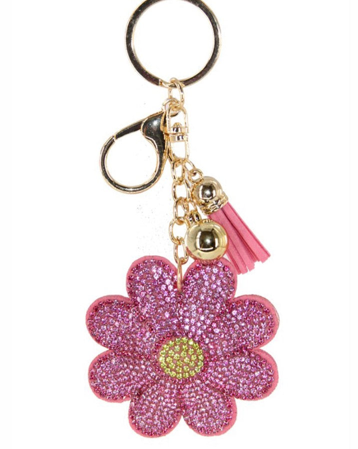 Sparkle Pink Daisy Keychain