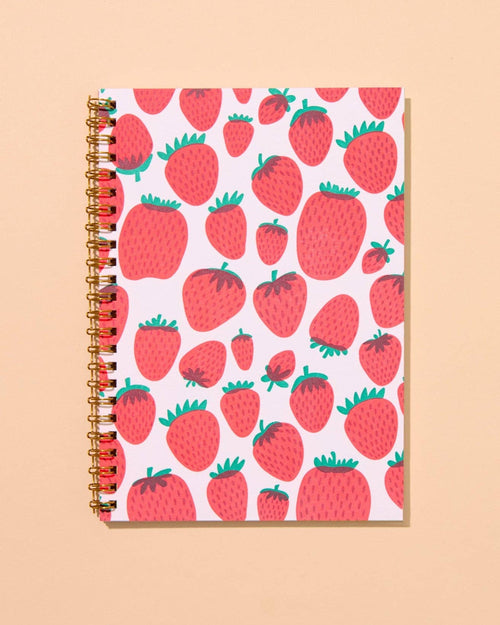 Strawberry Letterpress Spiral Notebook