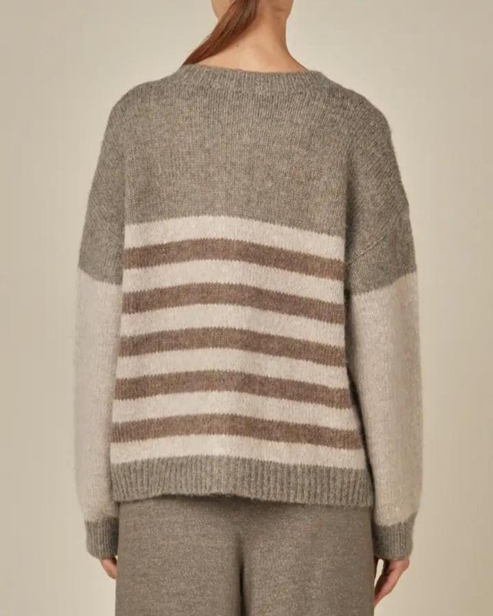 Taupe Color Block Stripe Cardigan