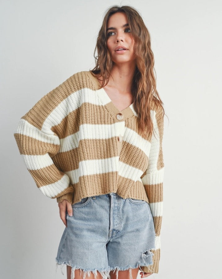 Taupe & Ivory Striped Sweater
