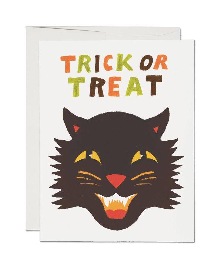 Spooky Black Cat Greeting Card