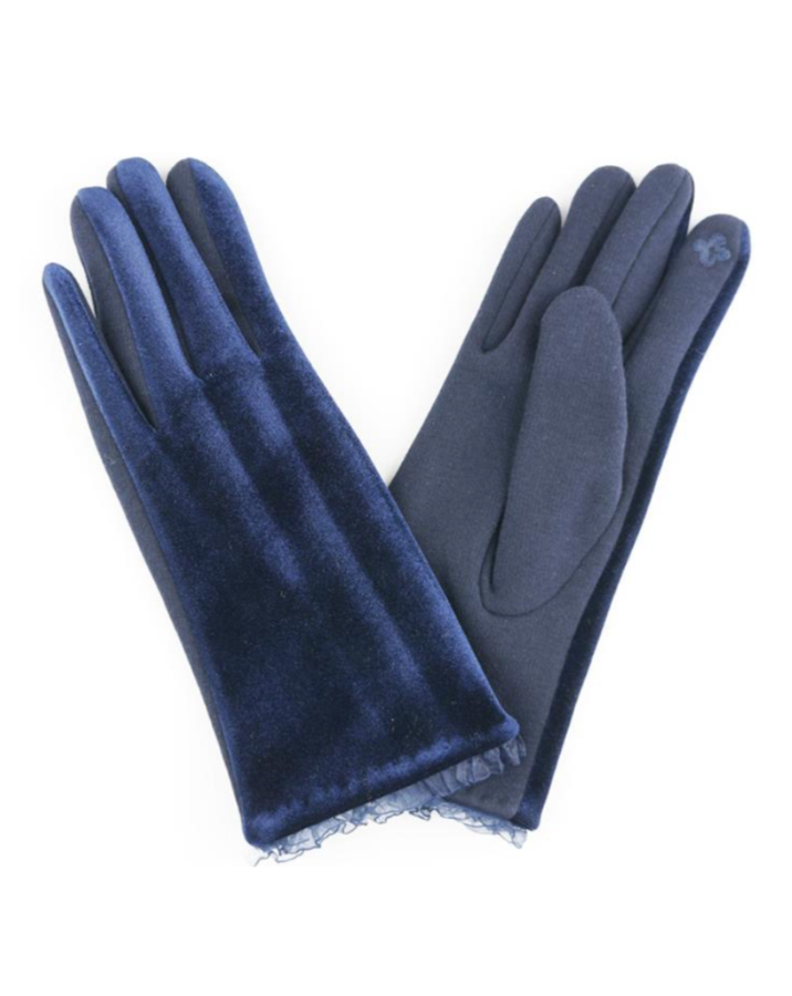 Velvet Lace Trim Gloves