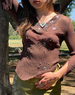 Vintage Brown Sparkle Burst Top