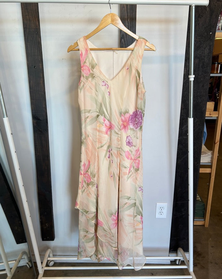 Vintage Pastel Floral Maxi Dress