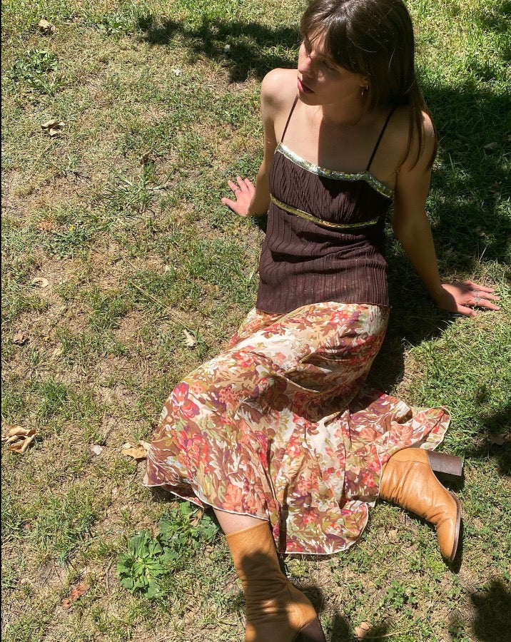 Vintage Rust Floral Skirt