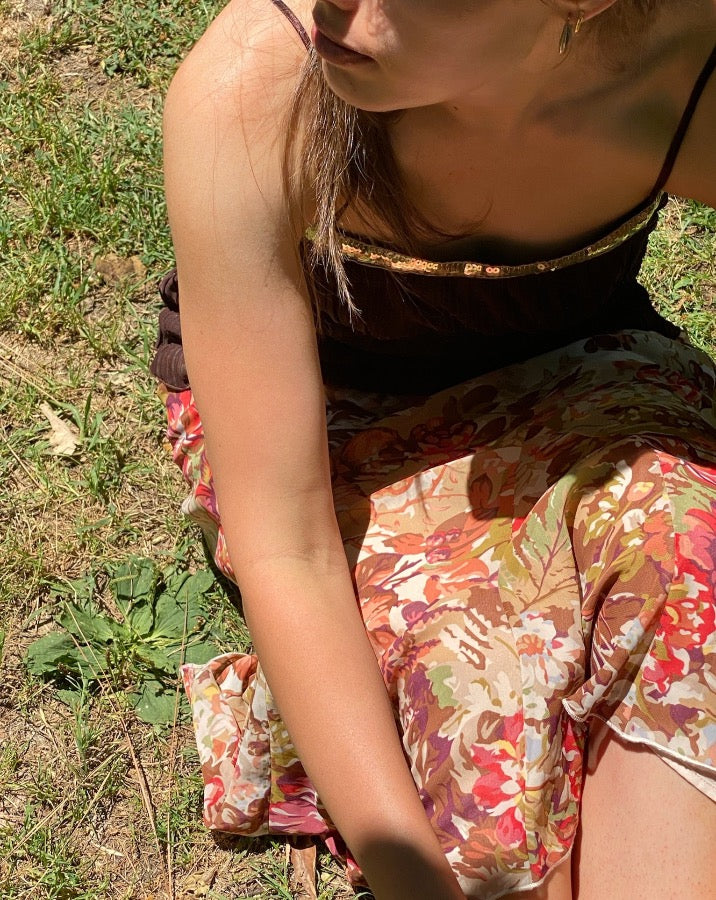 Vintage Rust Floral Skirt