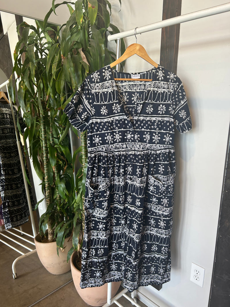 Vintage Black and White Button Down Dress