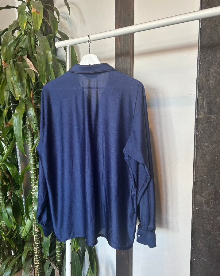 Vintage Navy Button Down Blouse