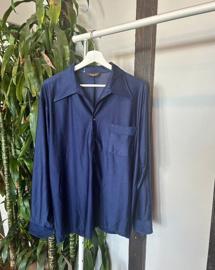 Vintage Navy Button Down Blouse