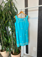 Vintage Teal Shell Embellished Dress