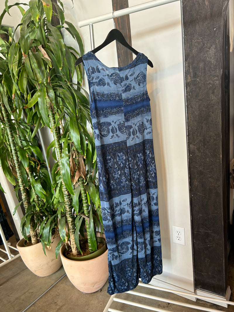 Vintage Blue Floral Tank Dress