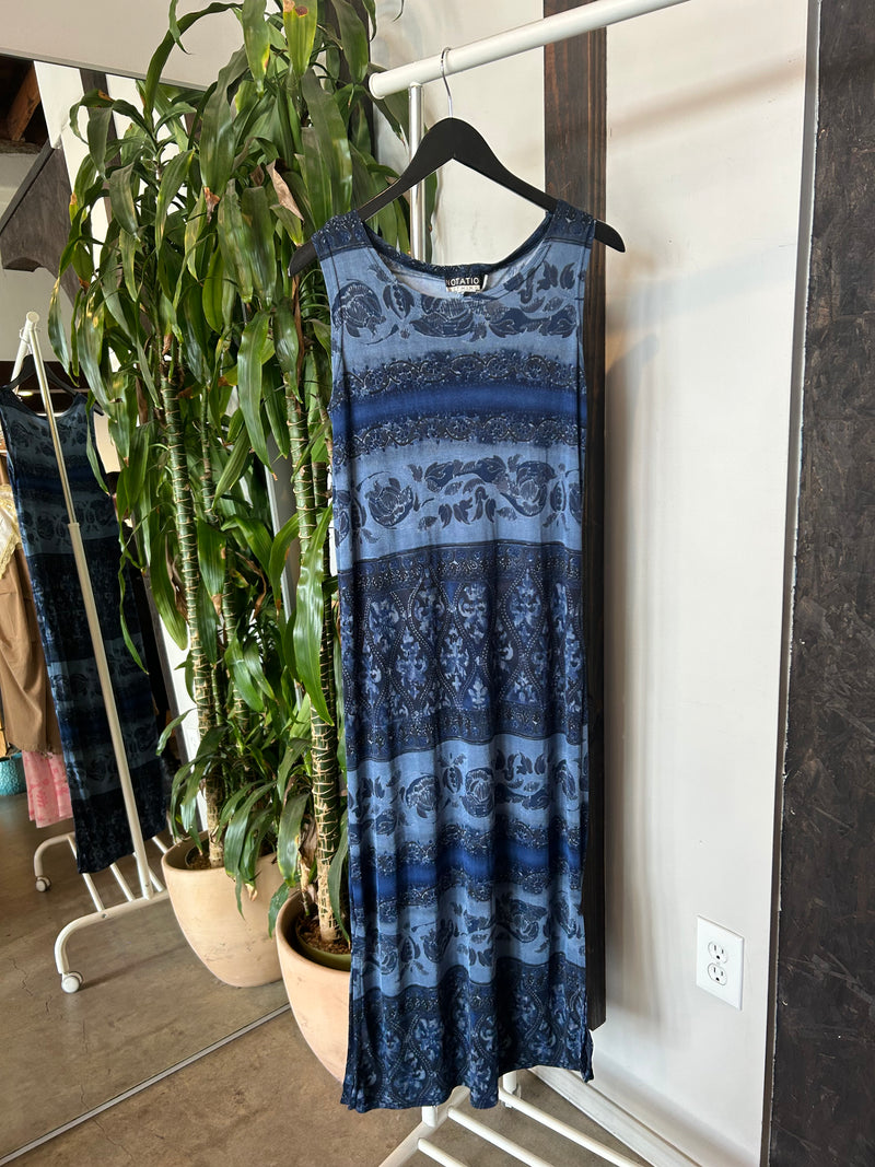 Vintage Blue Floral Tank Dress