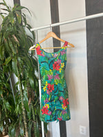 Vintage Hibiscus Printed Wrap Dress