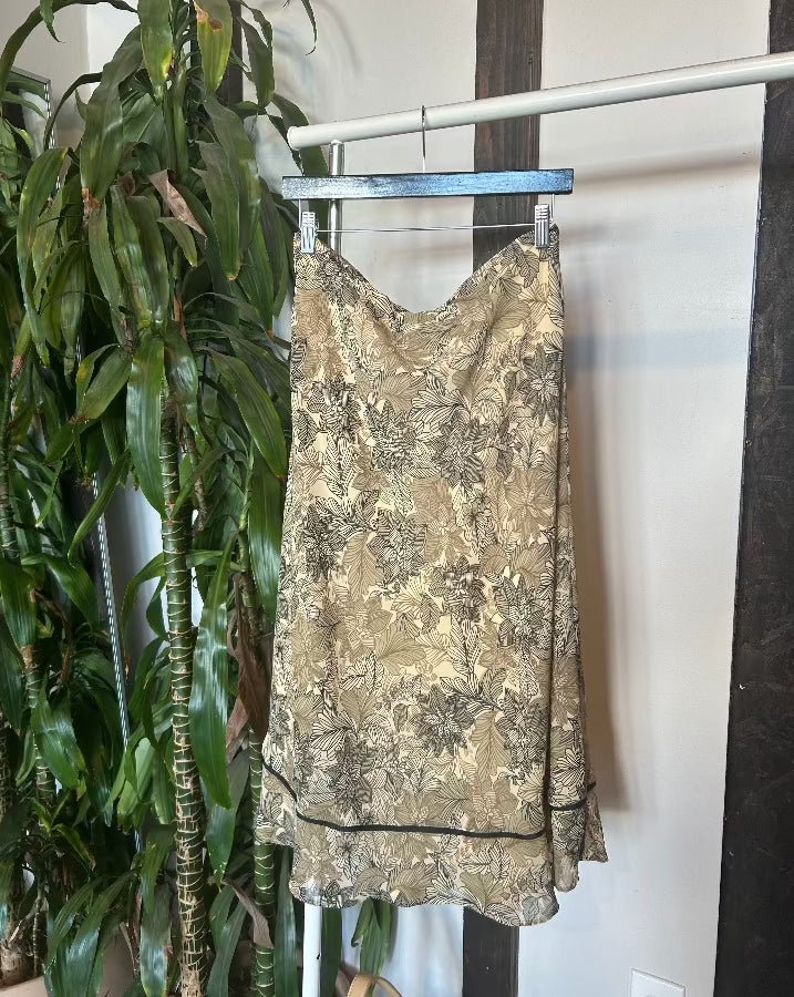 Vintage Sage Green Floral Midi Skirt