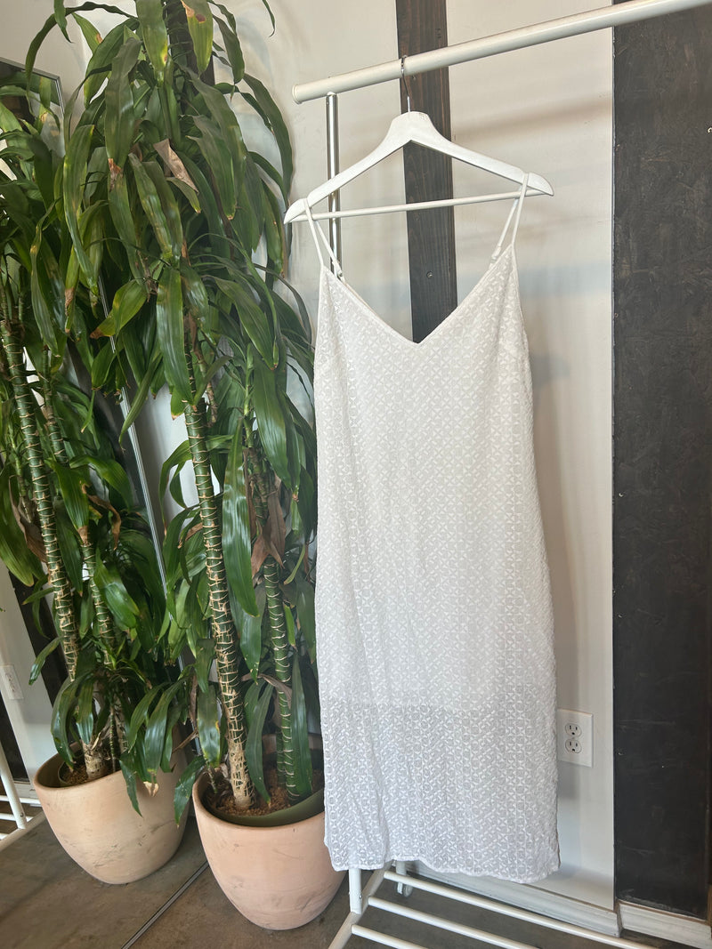 Vintage White Sheer Textured Midi Dress