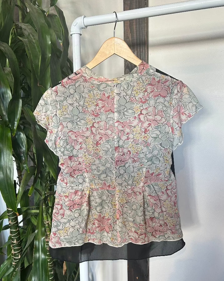 Vintage Floral Tie Blouse