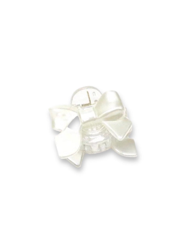 White Mini Bow Claw Clip