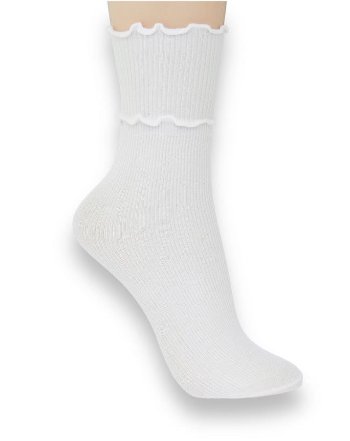 White Ruffle Hem Socks