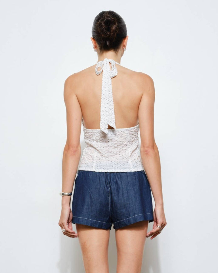 Elara Ruffle Trim Halter Top