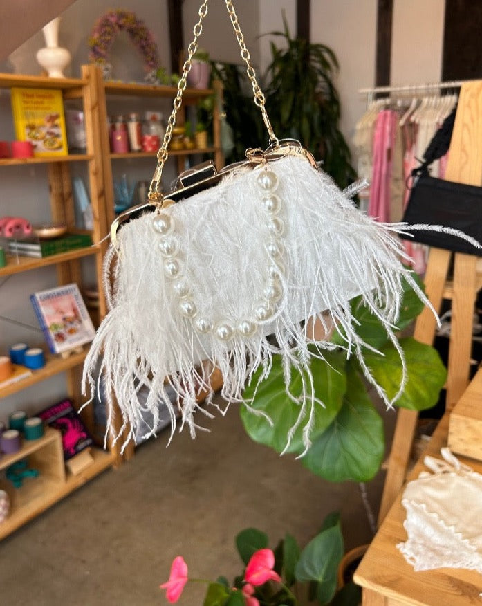 Fifi White Feather Bag