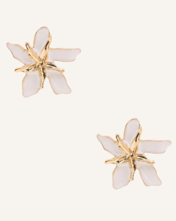 White Floral Tropics Earrings