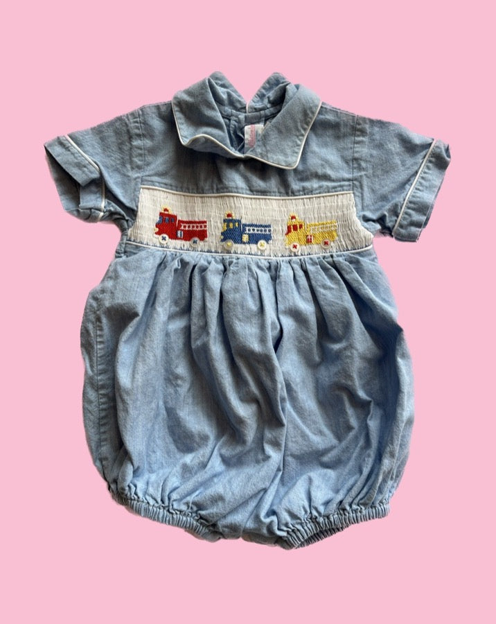 Vintage Kids Fire Truck Onesie