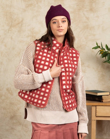 Red Fuzzy Check Vest – And Then LB