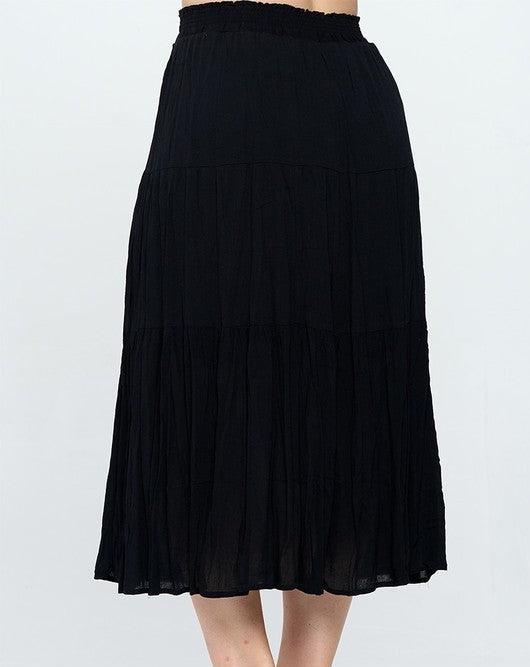 Mist midi skirt black viscose | sustainable skirts online Australia