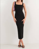 Black Ribbed Knit Maxi Dress