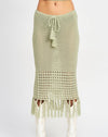 Sage Crochet Fringe Skirt