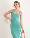 Aqua Square Neck Midi Dress