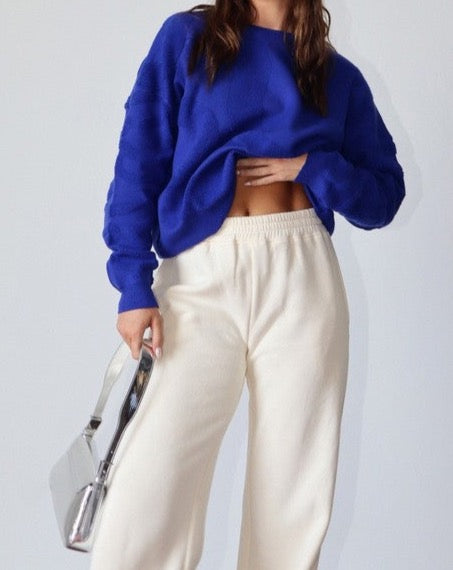 Cream Wide Leg Sweatpants
