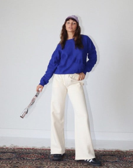 Cream Wide Leg Sweatpants