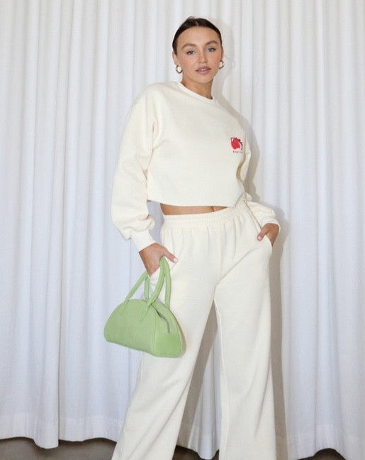 Cream Wide Leg Sweatpants