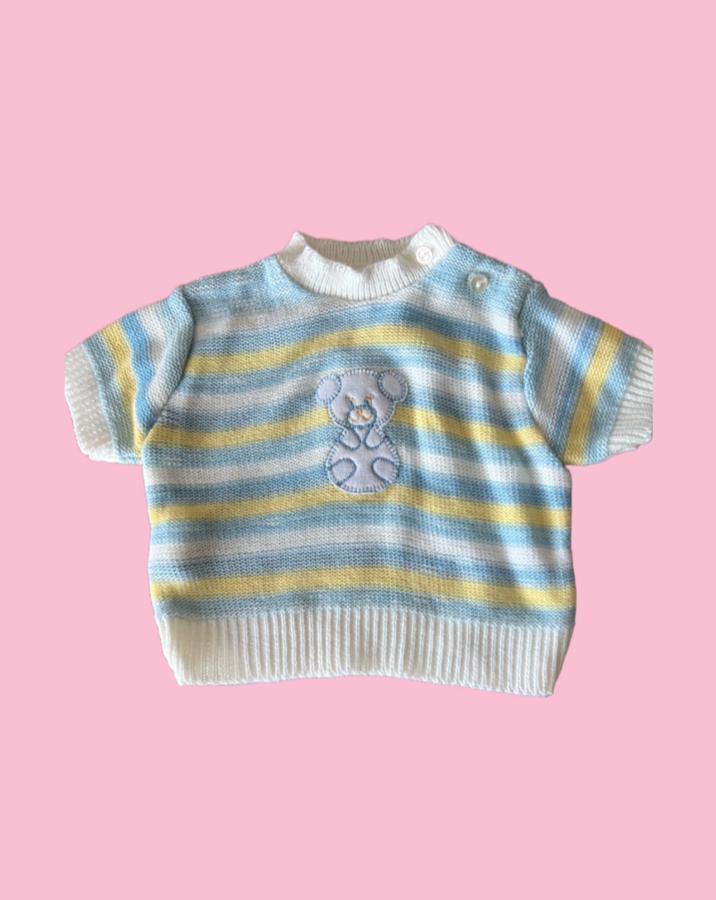Vintage Kids Stripped Teddy Knit Top