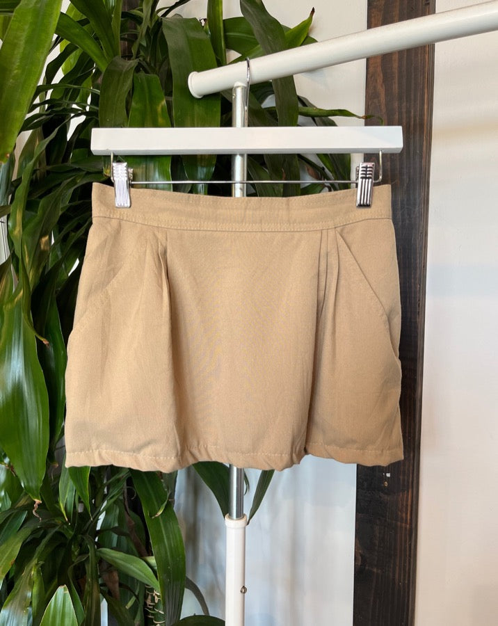 Reworked Vintage Tan Mini Skirt