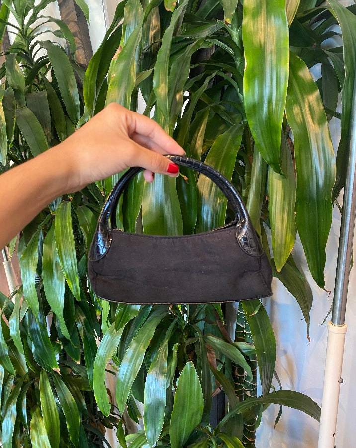 Vintage Mini Black Baguette Bag